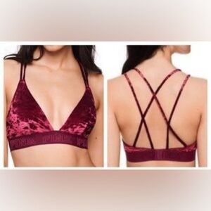 VICTORIA'S secret PINK Burgundy velvet bralette, XS